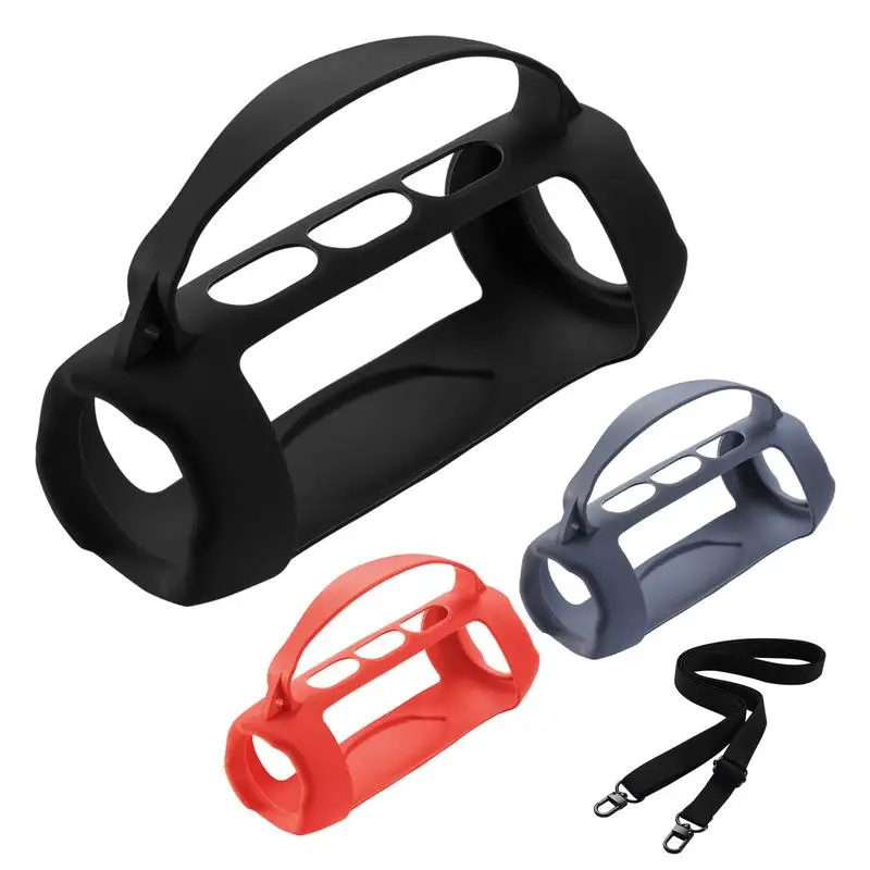 

For JBL Charge 5 Wi-Fi / Charge 5 Speaker Soft Silicone Protective Case With Shoulder Strap Carabiner Travel Carrying Case