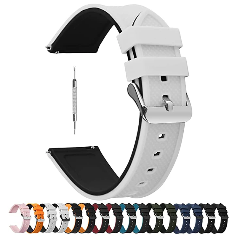 Fullmosa Soft Rubber 20mm Watch Strap Quick Release Silicone Watch Band 22mm for Men Women