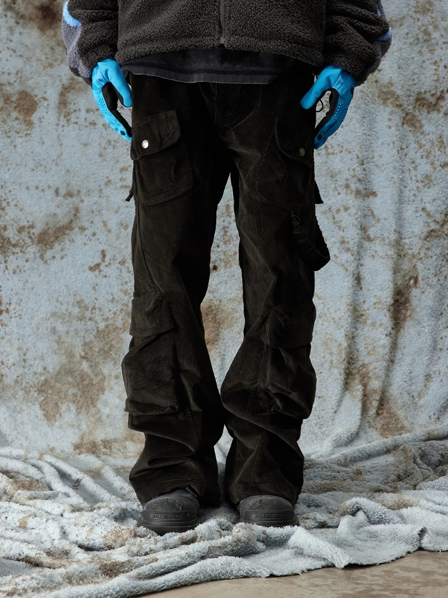 

27-46 New 2023 Men Women Clothing Yamamoto Style Multi Pocket Corduroy Pants Overalls Trousers Lovers Plus Size Costumes