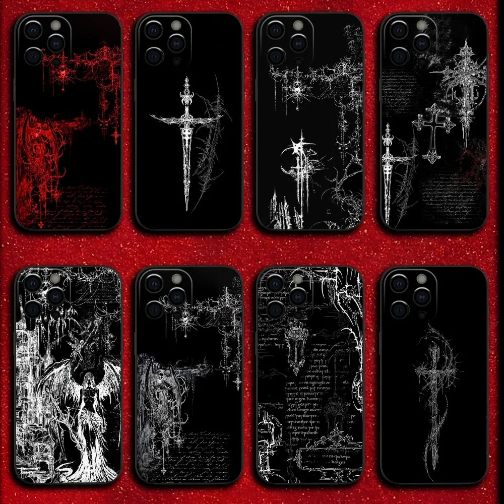 Coque de téléphone gothique Cyber Sigil Cross, étui arrière en Silicone souple pour Xiaomi Redmi Note 14 13 12 12S 11 11S 10 9 8 7 Pro Plus 4G 5G