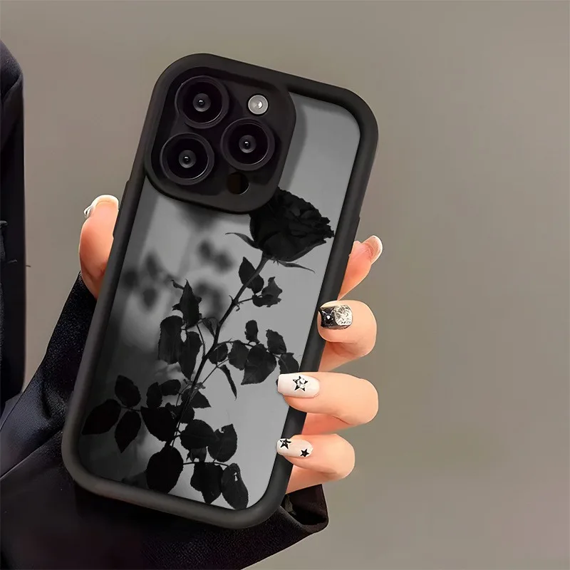 High bamboo black shell rose pattern mobile iPhone 16111213141515Pro15 Plus15 Pro Max series