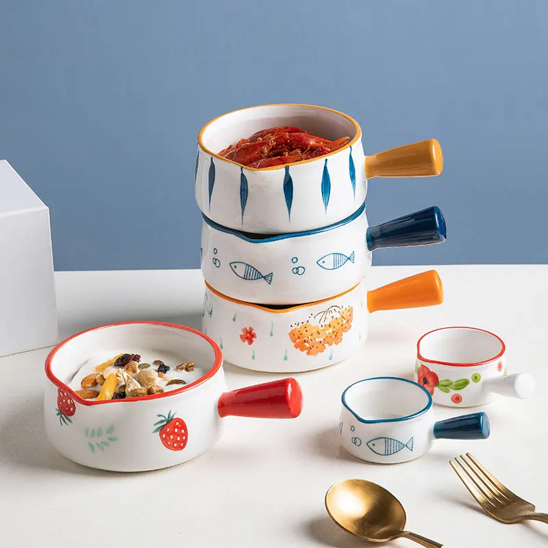 Ceramic sauce boat, finger bowl, milk pouring pot and guiding bowl, can enter the oven