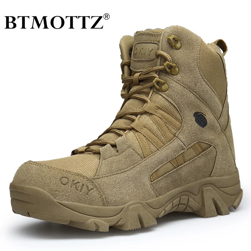 Winter Men Boots Outdoor Leather Ankle Boots Men Work Shoes Hunting Trekking Camping Mountain Climbing Rubber Sneakers