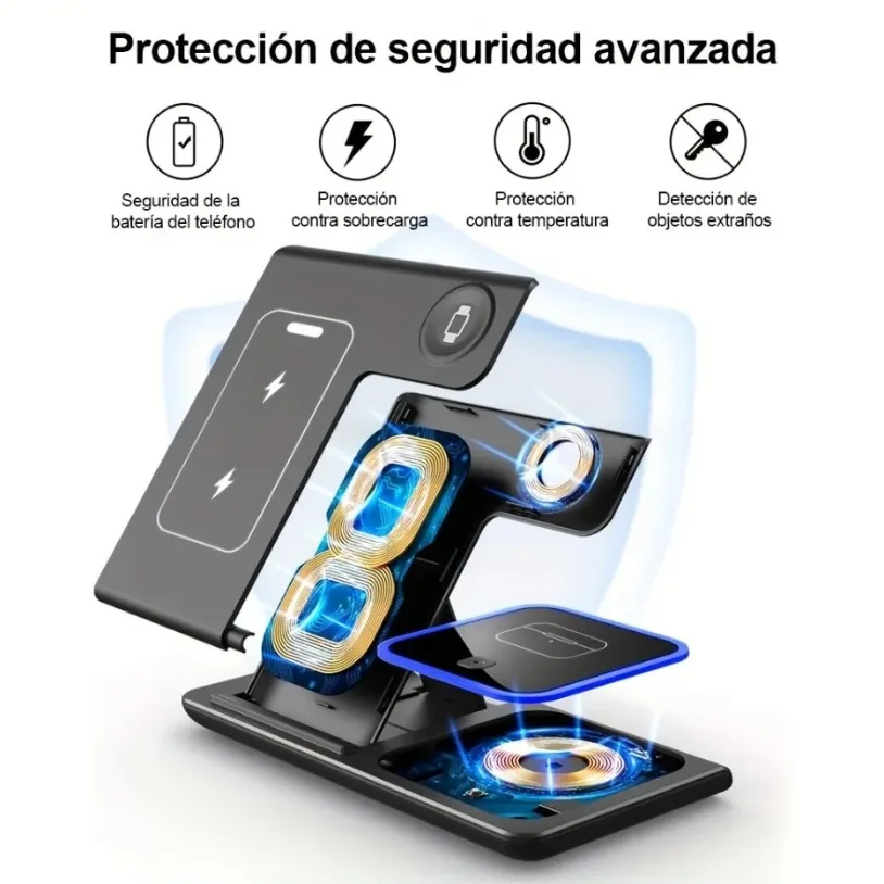 100W 3 in 1 Night Light Wireless Charger Stand For iPhone 16 15 14 13 12 Apple Watch Airpods Pro Foldable Fast Charging Station