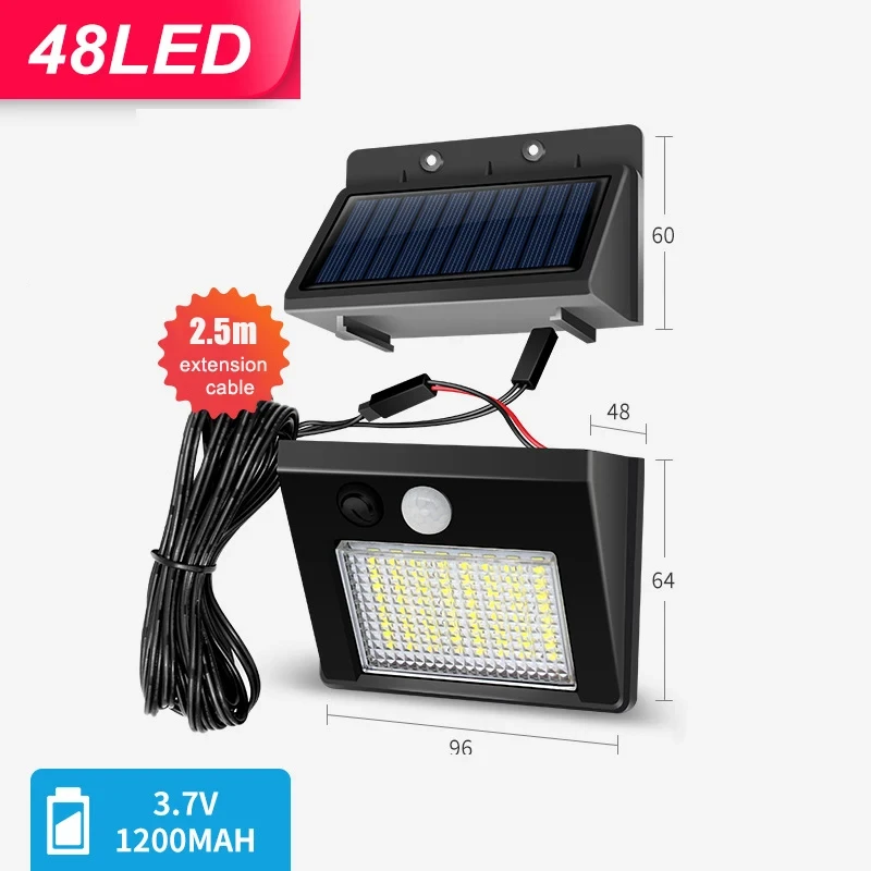 48-LED-Split-Solar-Light-PIR-Motion-Sensor-Wall-Light-Solar-Lamp ...