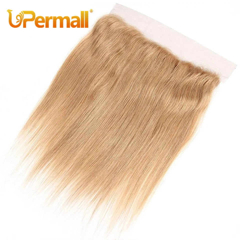 

Upermall Honey Blonde 13x6 13x4 Lace Frontal Straight Pre Plucked Swiss HD Transparent 4x4 5x5 6x6 Closure 100% Remy Human Hair