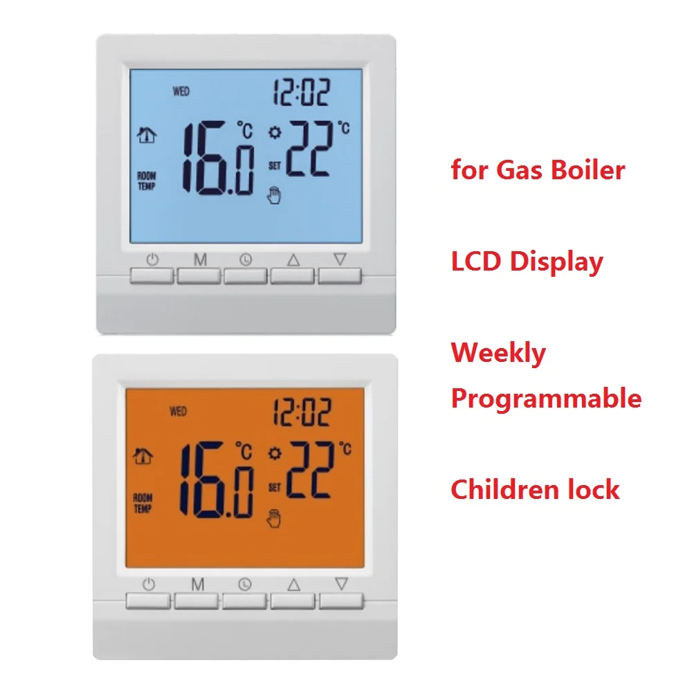  N/A - Termostato de caldera de gas LCD 3A, controlador de  temperatura de calefacción semanal programable de 3.386 x 3.386 in (color :  como se muestra, tamaño: talla única) : Herramientas
