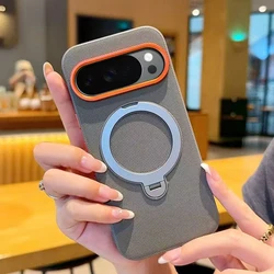 Diamond Texture Magnetic Case with 360° Matte Ring Stand - Shockproof Cover - Pixel 11 (Grey)