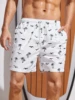 Men's Board Shorts Swim Shorts Swim Trunks Drawstring Elastic Quick Dry Short Beach Hawaiian Casual Black White Micro-elastic 4