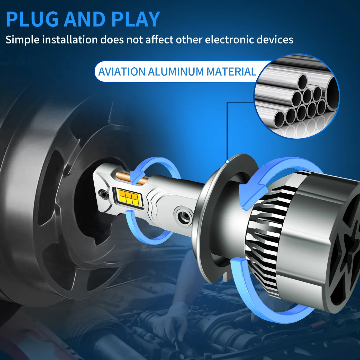 2PCS H7 LED 50000LM 120W 헤드라이트 12V 3000K-6500K 3색 전구 자동차용 LED H7 Canbus 팬 터보 라이트 포함
