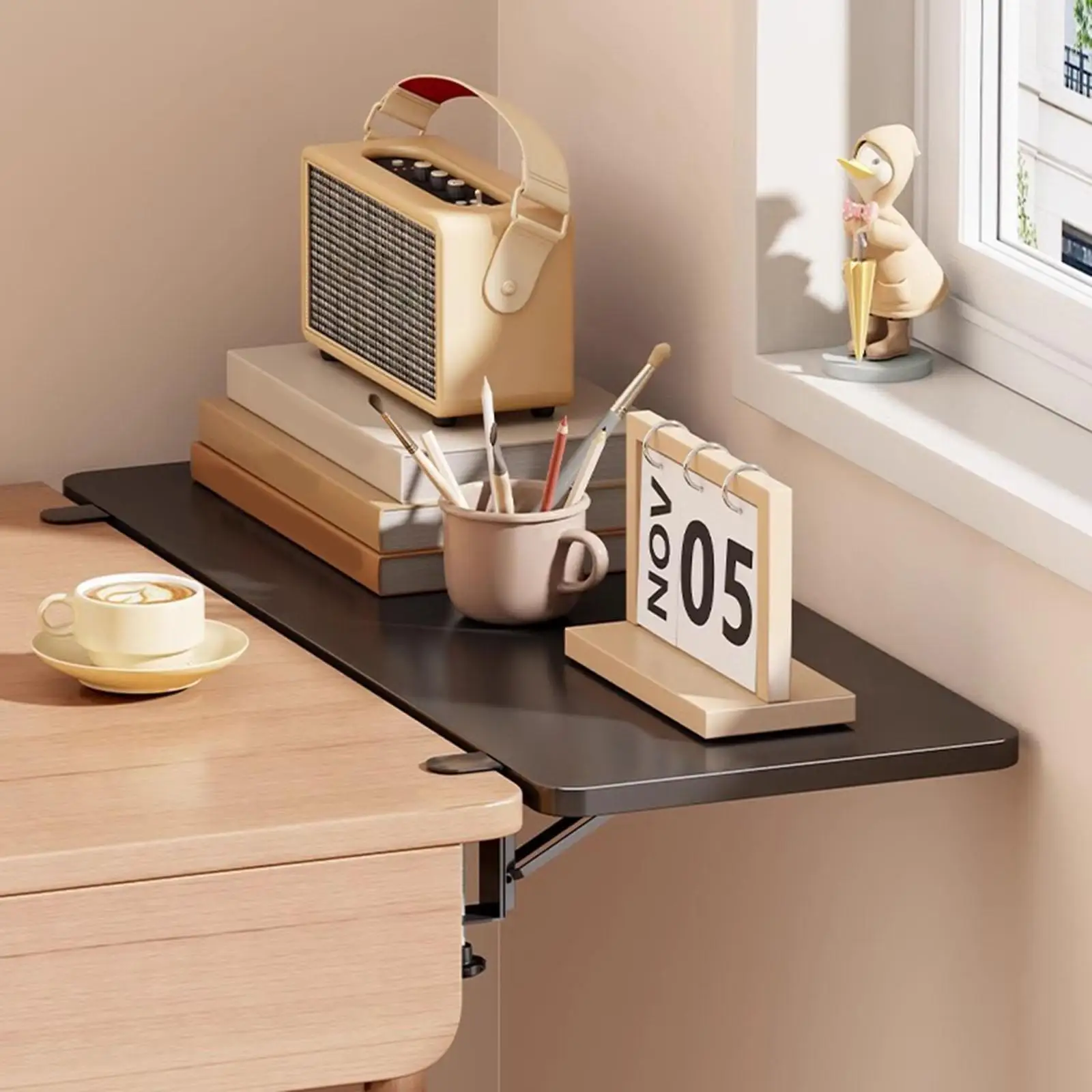 Desk Extender Tray for Home Office for Computer Table Extension Attachment Black Foldable Keyboard Tray Wrist Support Arm Rest