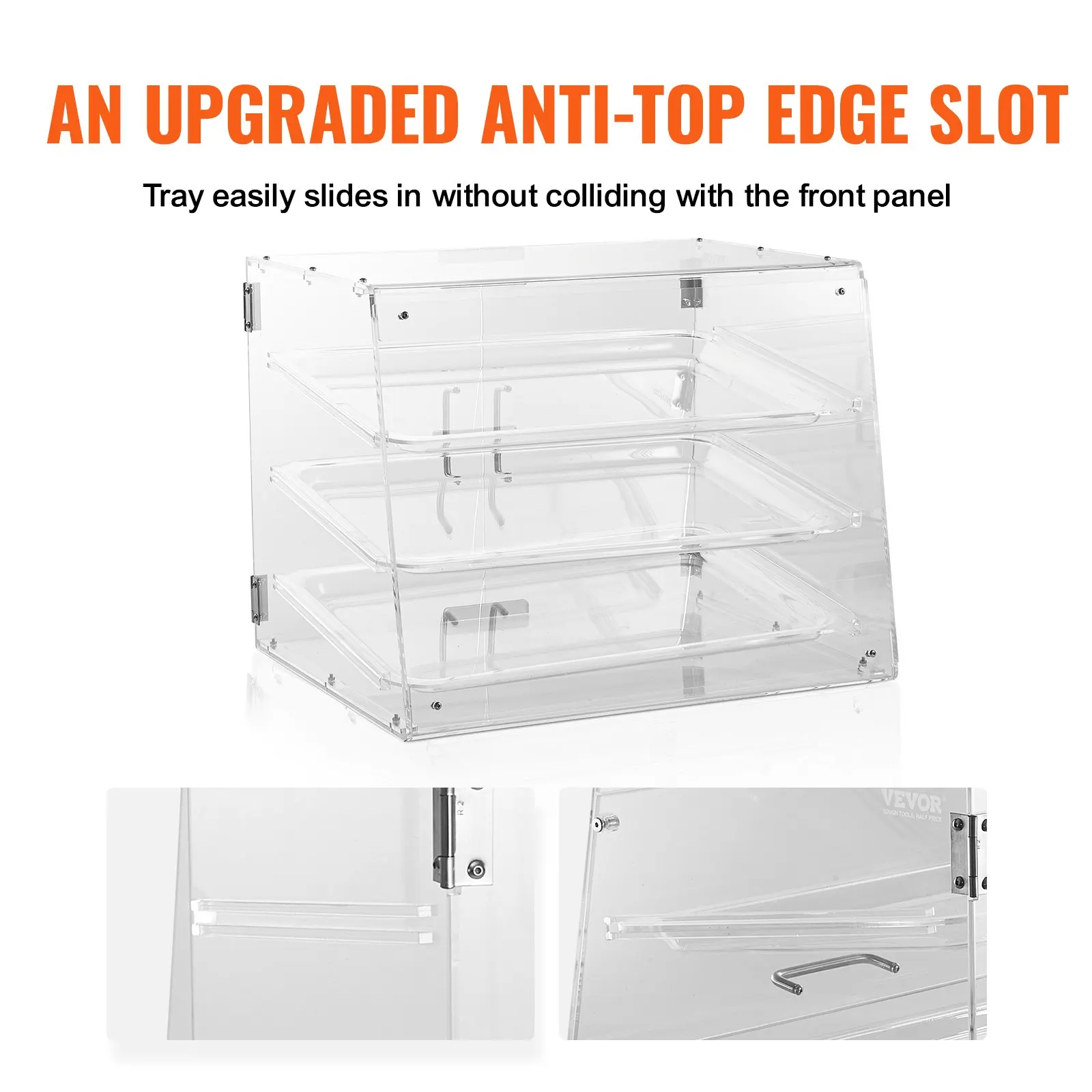 VEVOR Pastry Display Case,2/3Tier Countertop Bakery Display Case, Acrylic Display Box ,Keep Fresh for Donut Bagels Cake Cookie 4