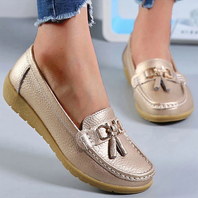 Women Shoes Nurse Loafers Shoes Classics Flats Zapatos Mujer Comfortable Flat Shoes Women White Casual Leather Women's Footwear 1