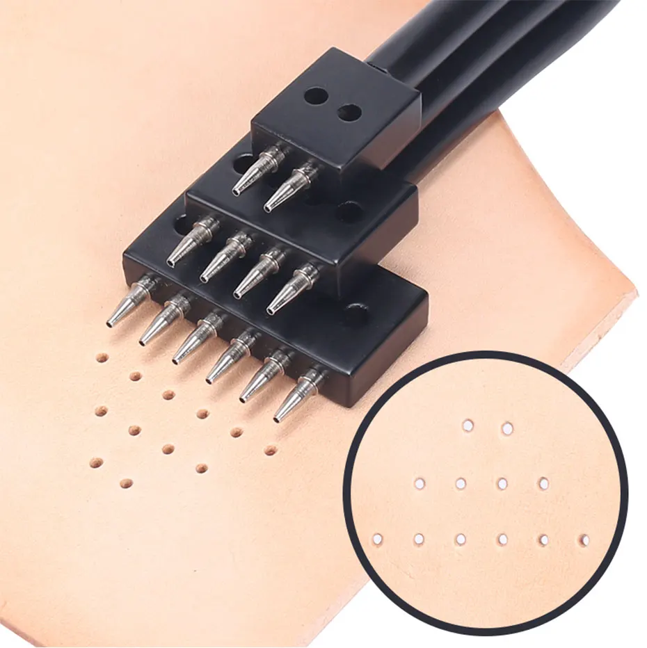 Neue Leder Locher Handwerk, Runde Loch DIY Nähen Meißel Leder Arbeits Werkzeug, 4 5 6mm Abstand Leder Locher, 2/4/6/Löcher – Detail 4