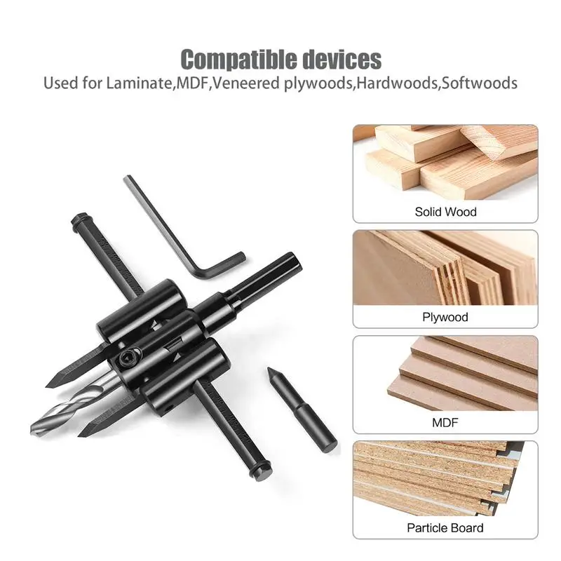조정 가능한 홀 커터 목재 건식 벽체 드릴 비트 톱, 원형 절단 항공기 유형, DIY 도구, 40-120mm