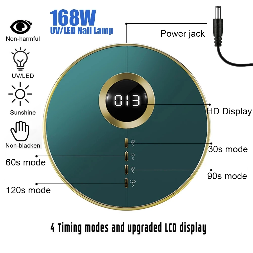 Lampada LED per unghie 168W Lampada professionale a secco UV Gel Smalto per unghie Asciugatura rapida Attrezzatura per salone d'arte Tutte le forniture per manicure_voghion.com