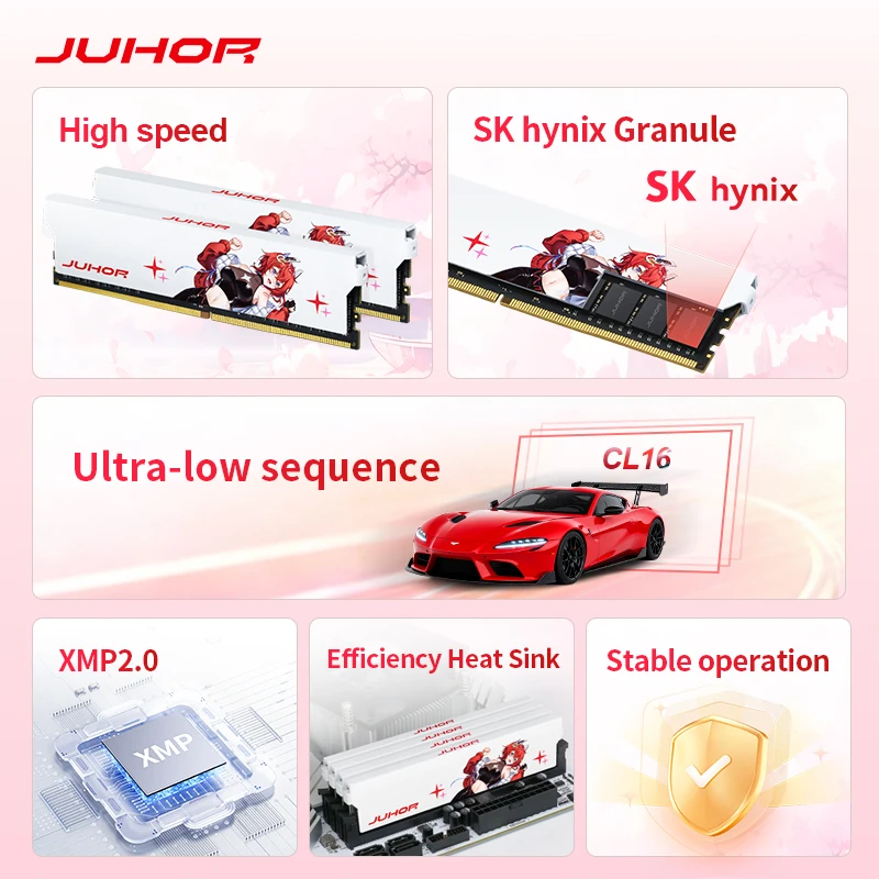 Memória Desktop de Alto Desempenho JUHOR DDR4 8GB 3200MHz CL16