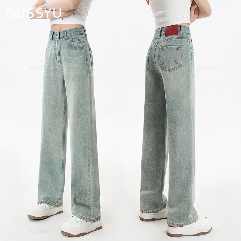 Jeans Donna Vita Alta Con Strass - Pantaloni Larghi Baggy Stile Vintage E Casual - Foto 4