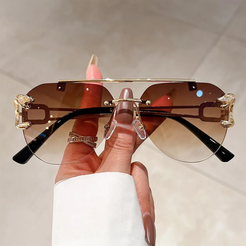 Luxury Rimless Vintage Oversized Women's Sunglasses
