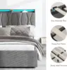 Queen Size Lift Up Storage Bed Frame, Height Adjustable Storage Headboard with Charging Station, LED Lights Upholstered Bed 5