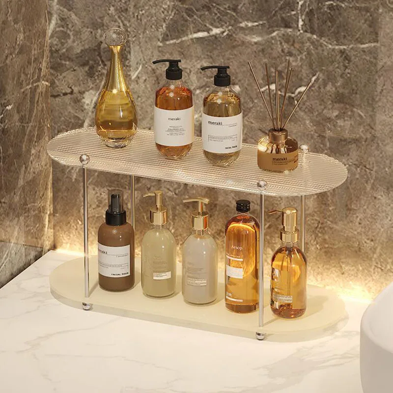 

2/3layer Acrylic Storage Rack Bathroom Organizer Makeup Organizer Decorative Tray Perfume Display Rack Storage Shelf Organizer