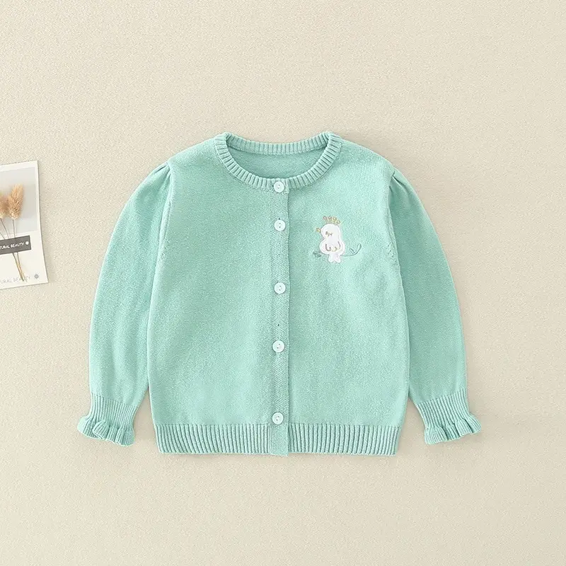 0-4yrs Cotton Girl Cardigan Green Bird Single Breasted Pink Jacket Children Coat 1 2 3 4 Years Old Girls Clothes OGC225430