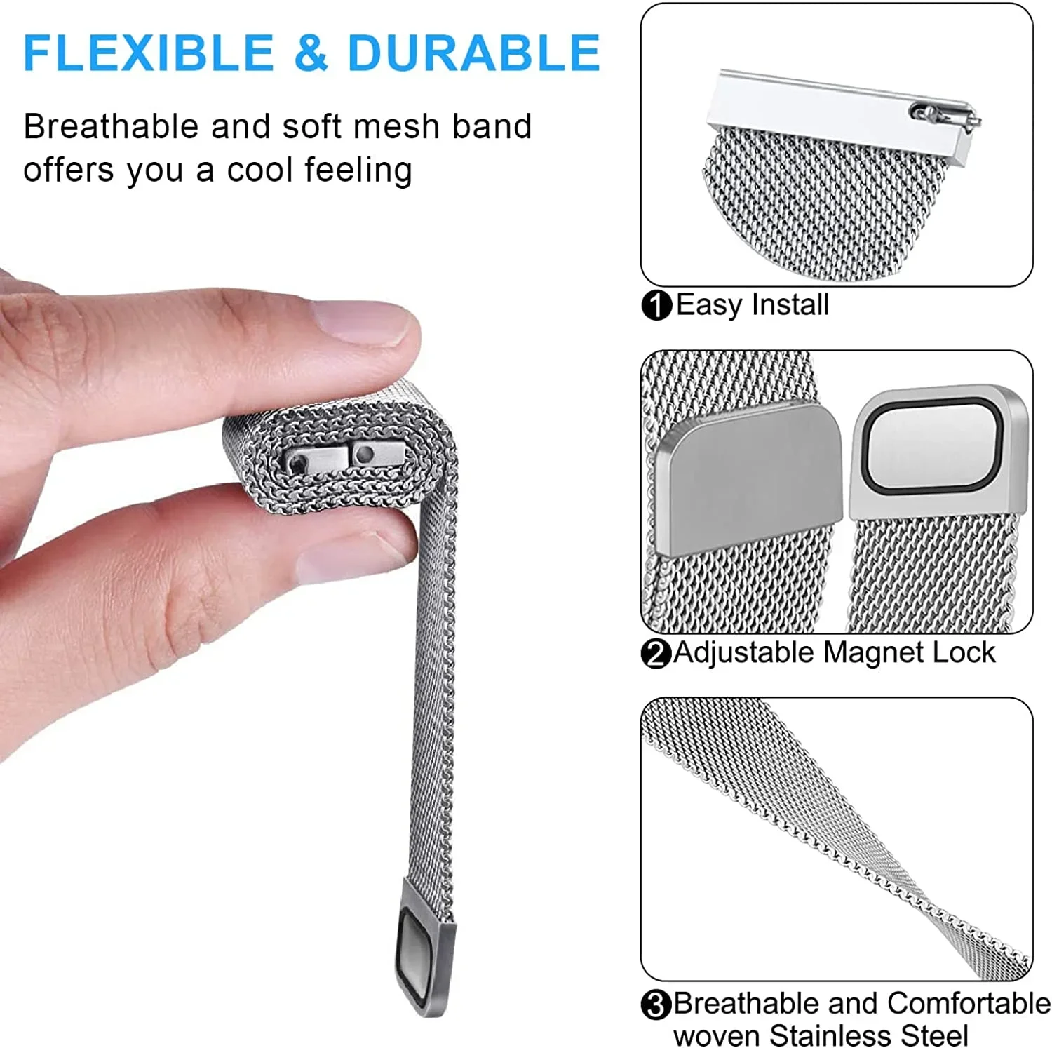 Premium Milanese Loop Metal Strap - 20mm/22mm Band