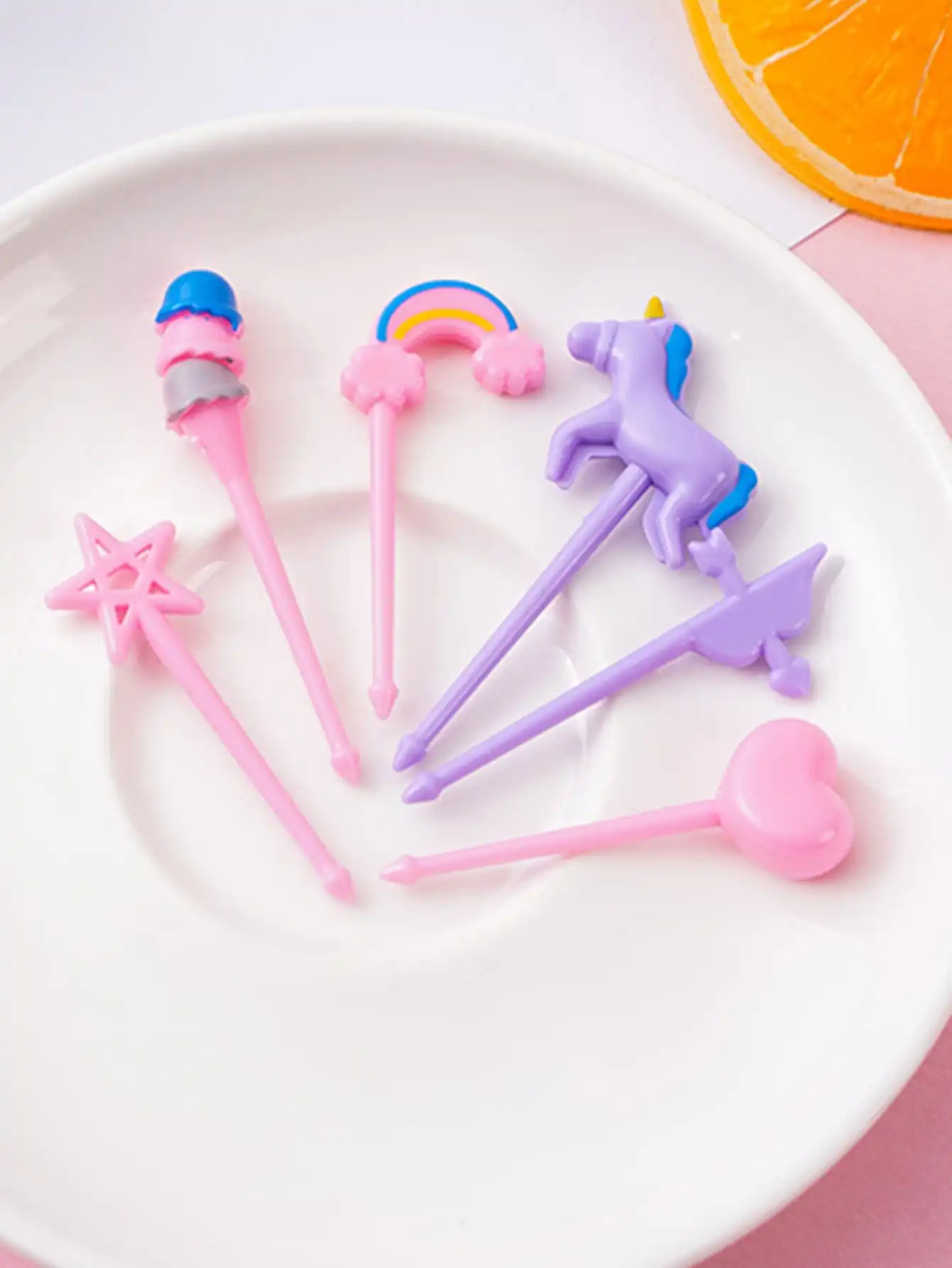 Unicorn Mini Food Fruit Fork Set Kid Cute Bento Box Decor Dessert Forks Cartoon Toothpick Cake Dessert Party Supply random color