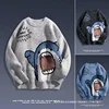 Autumn/Winter Japanese Cartoon Shark Round Neck Couple Sweater Men's Trendy Brand Loose-Fit Korean Knitted Top Hong Kong Style