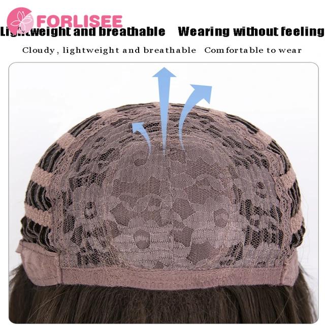FORLISEE 23-Inch Korean-style S-slit Long Curly Hair Synthetic Natural Middle-parted Curly Chemical Fiber Heat-resistant Wig 5