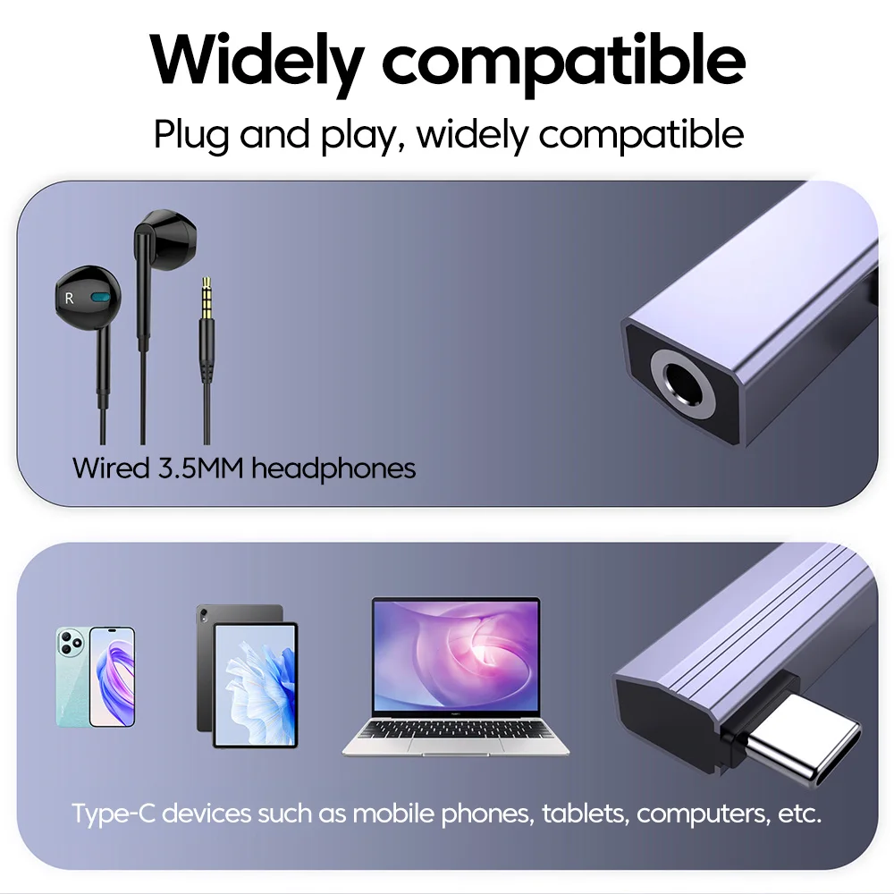 Type C Audio Adapter 3.5MM Headphones Universal Wired Control Converter for iphone 15 16 Samsung Tablets Computer Connector