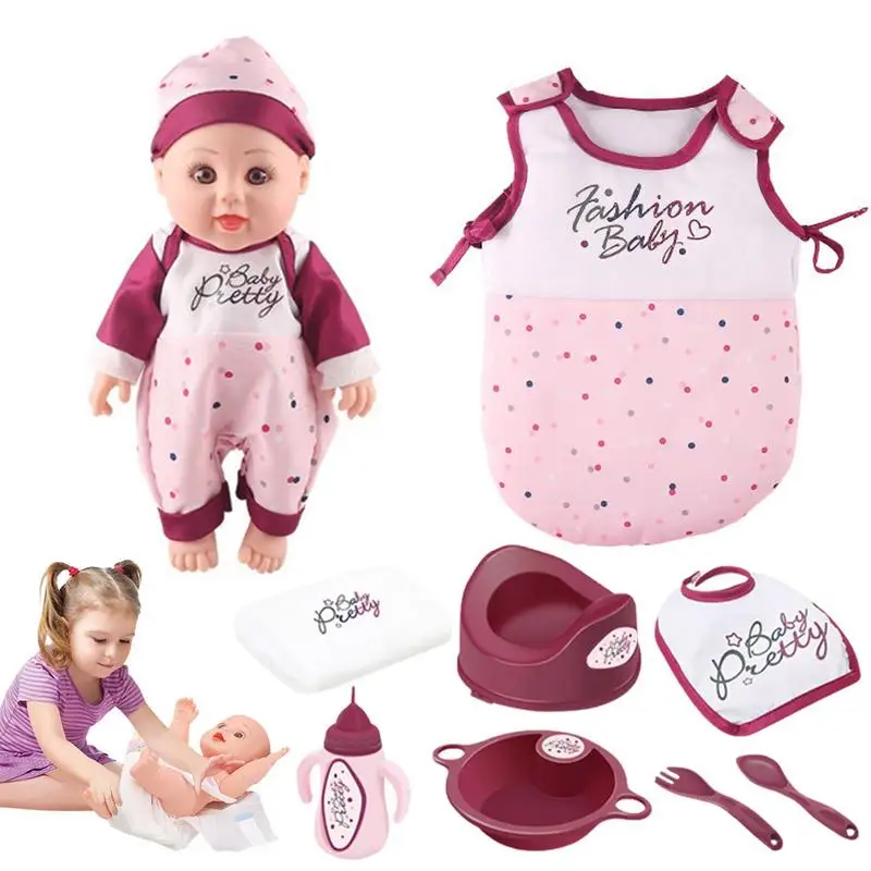 

1pc New Fashion 27/30cm Simulation Dolls Toy Mini Cute Baby Doll Kids Cartoon Sounding Toy For Girls Birthday Gift