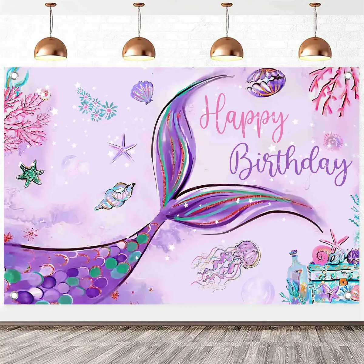 

Фон для фотографирования девочек с изображением хвоста русалки