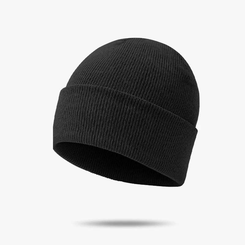 Herbst- und Winter-Warme Wollmütze Einfarbige Kälteschutz-Strickmütze Verdickte Ohrenschutz-Winddichte Slouch-Mütze für Männer – Detail 8