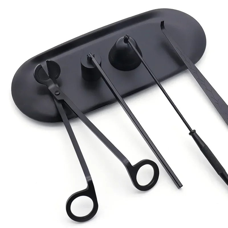 Candle Damper Candle Wick Trimmer Candle Snuffer Candle Extinguishing Tool Black Metal Candle Extinguisher Wick Trimming Scissors/hook/candle Tray/candle Nursing Tool