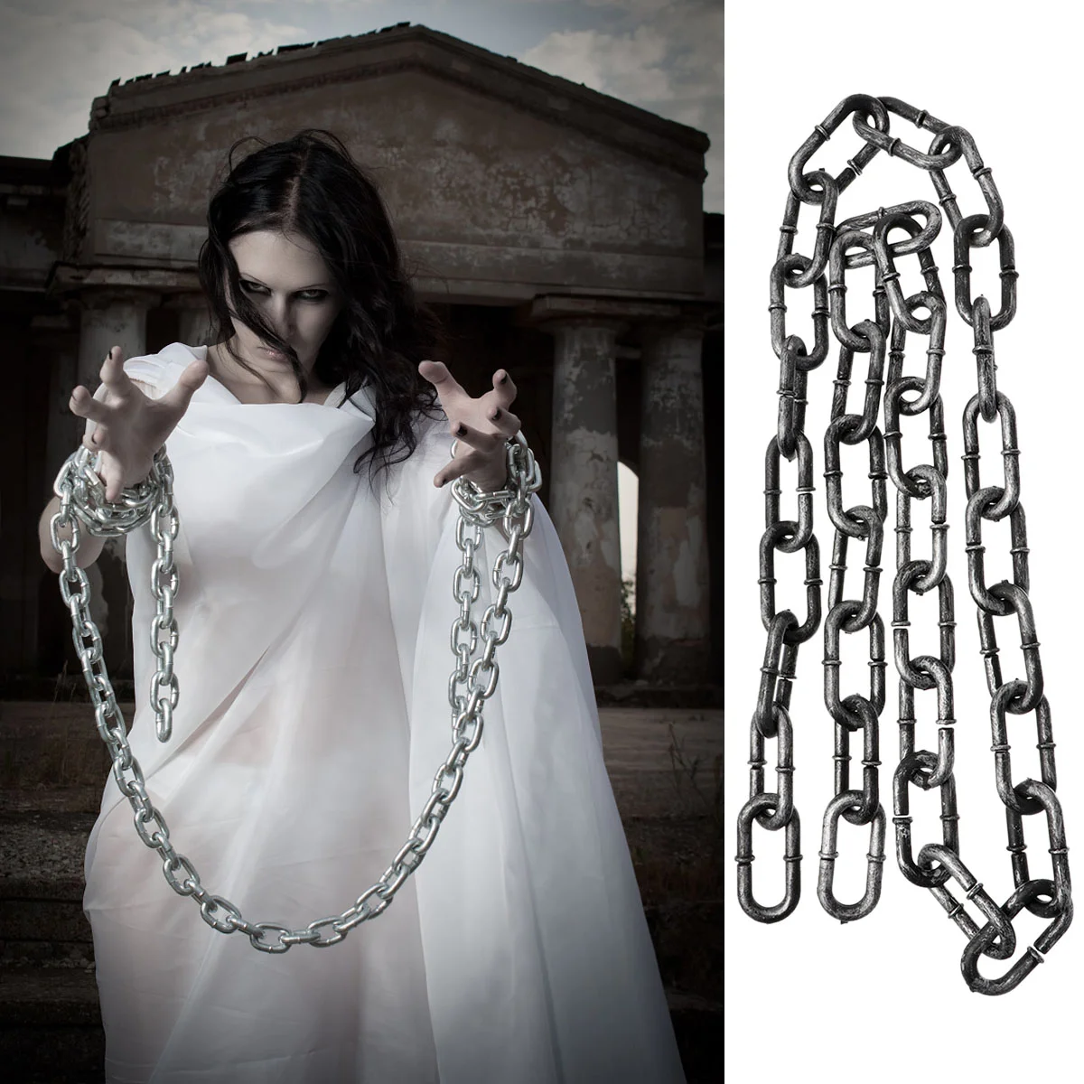 

Halloween Fetter Prop Simulation Iron Chain Prop Prisoner Chain Prop Halloween Costume Prop Decorative Chain for Halloween Party
