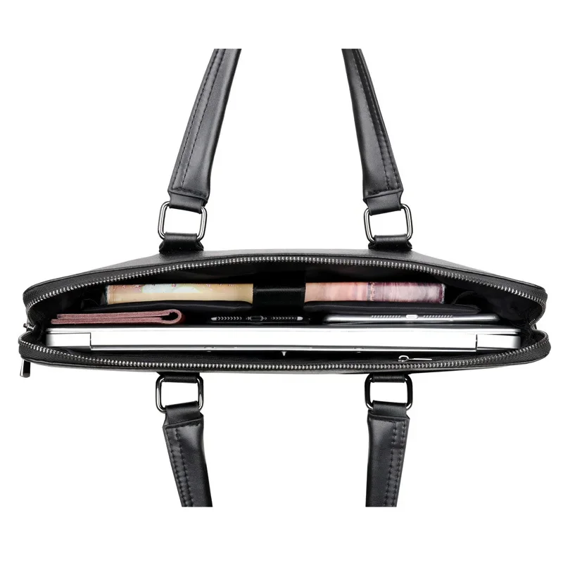 New Luxury Cow Genuine Leather Business Men's Briefcase Male Briefcase Shoulder Bag Men Messenger Bag Solid Tote Computer