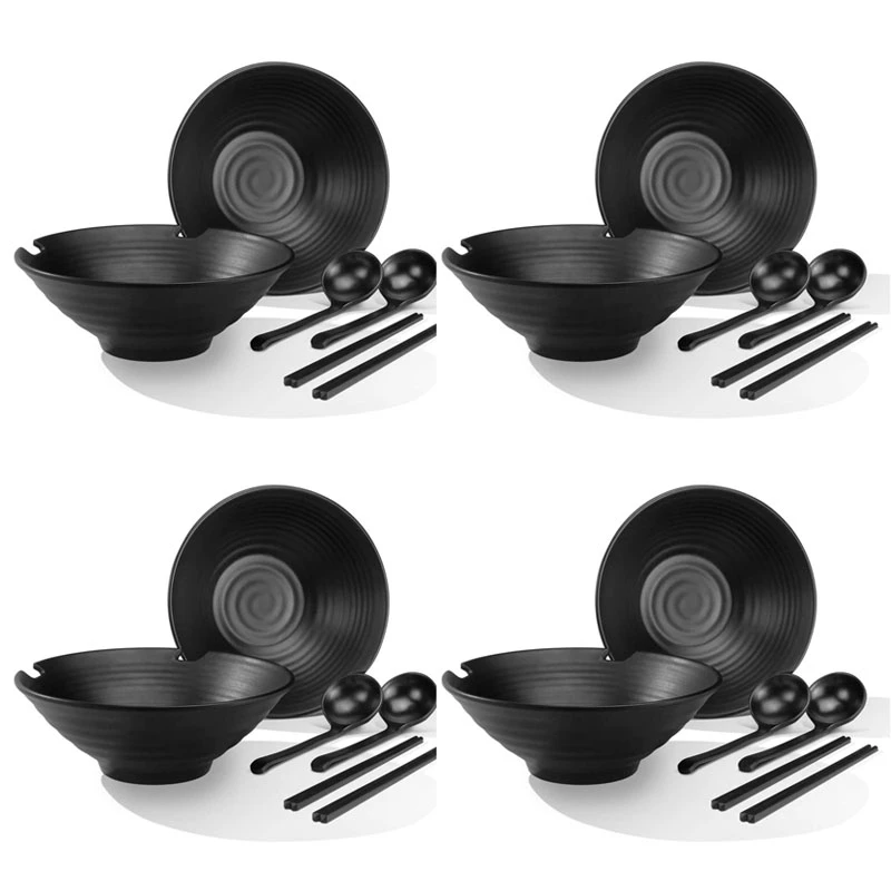 

Promotion! 8 Sets Salad Bowls,Ramen Soup Bowls,Mixing Bowls Dishware Set (With Chopsticks&Spoon),Home Kitchen Cereal Bowls