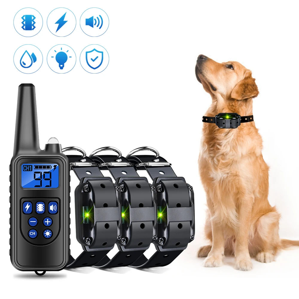Collar eléctrico de entrenamiento para perros, dispositivo de 800m, resistente al agua, con remoto para mascotas, para todos los tamaños, sonido de vibración, 30% de descuento|Collares de adiestramiento| - AliExpress