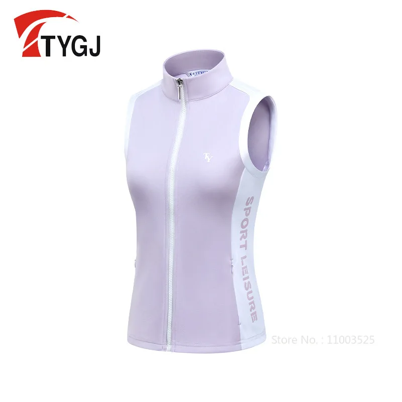 TTYGJ Golf Fall/Winter Vest Women Windproof Sleeveless Coat Ladies Outdoor Sports Elastic Jacket Golf Top with Zipper Pockets