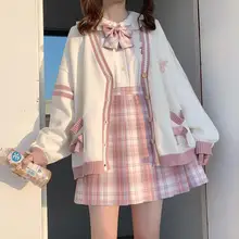 

2021 Autumn Winter Women Sweater Loose Japanese Style Sweet Knitted Cardigans Embroidery Oversize Harajuku Female Cardigans Cute