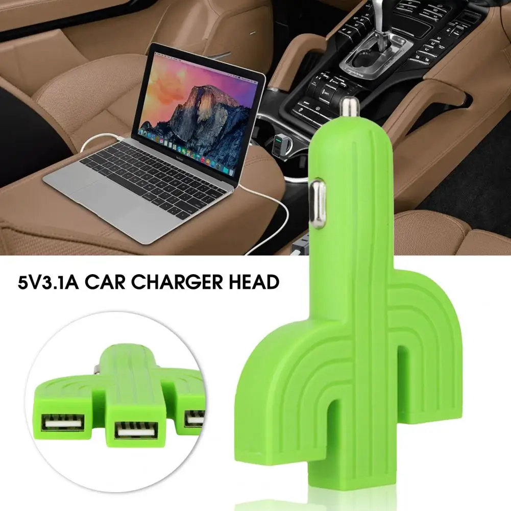 Mini Car Charger Cactus Shape Car Charger Adapter USB 15W Phone
