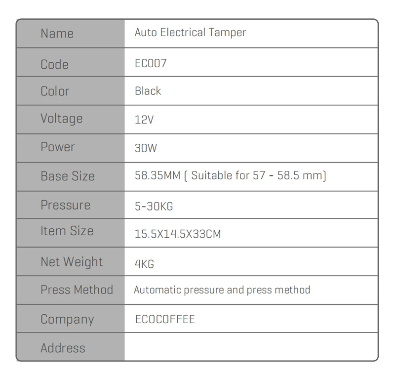 Automatic Electric 58.35MM Coffee Tamper Machine Coffee Powder Screw Press Tamper Hammer Machine