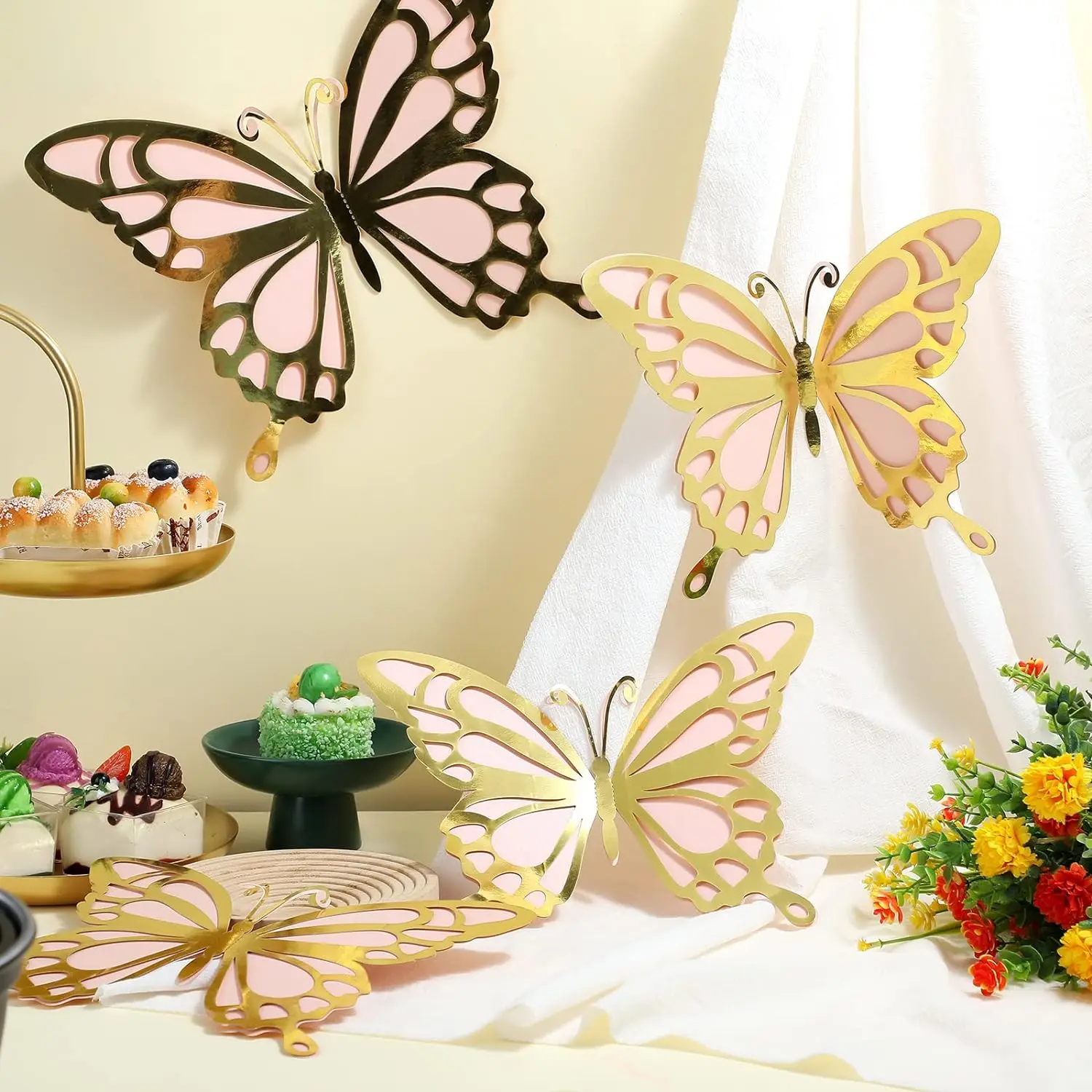 QHFlashbuy 3D Papillons Papiers Décoration,60 Pièces Papillon Stickers Muraux,Papillon Autocollants Muraux Pour Maison Pièce Fête Mariage(8/10/12cm