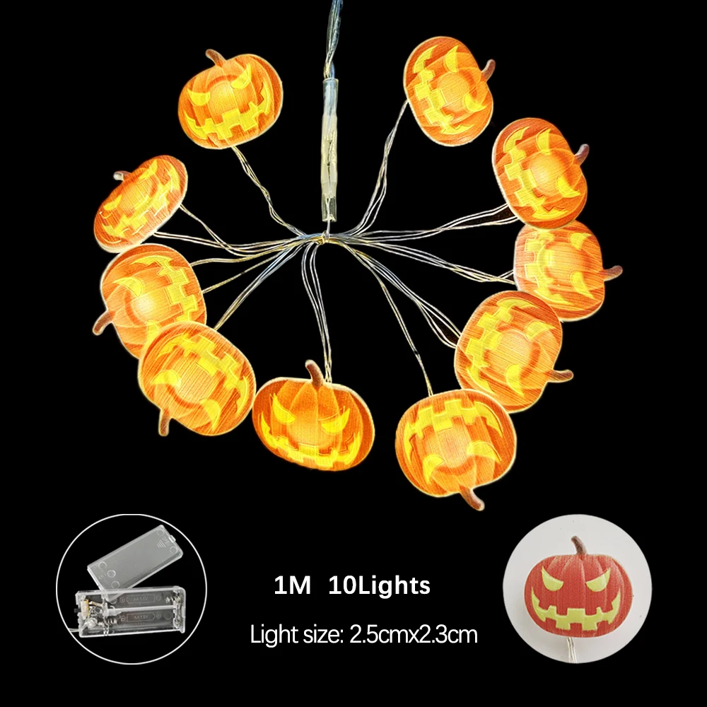Halloween Light Strings Pumpkin Bat Ghost Spider Lamp Diy Hanging Decor Lights 2025 Happy Halloween Decorations Party Supplies