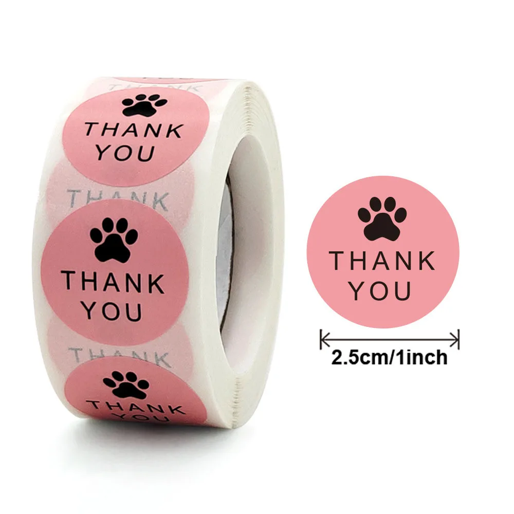 Pink cat paw Thank you stickers wrapping paper round handmade stickers party gift seal labels post stationery stickers aesthetic