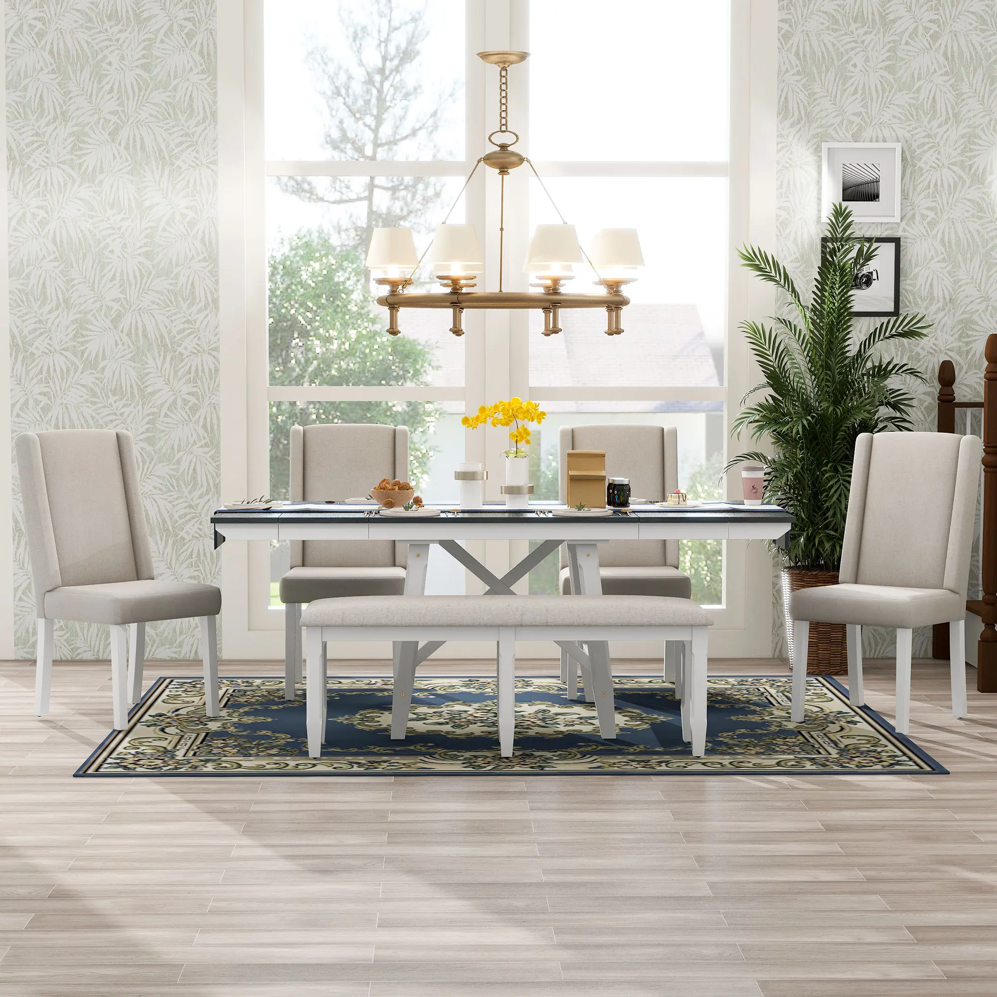 Extendable dining table 2 to 6 outlet