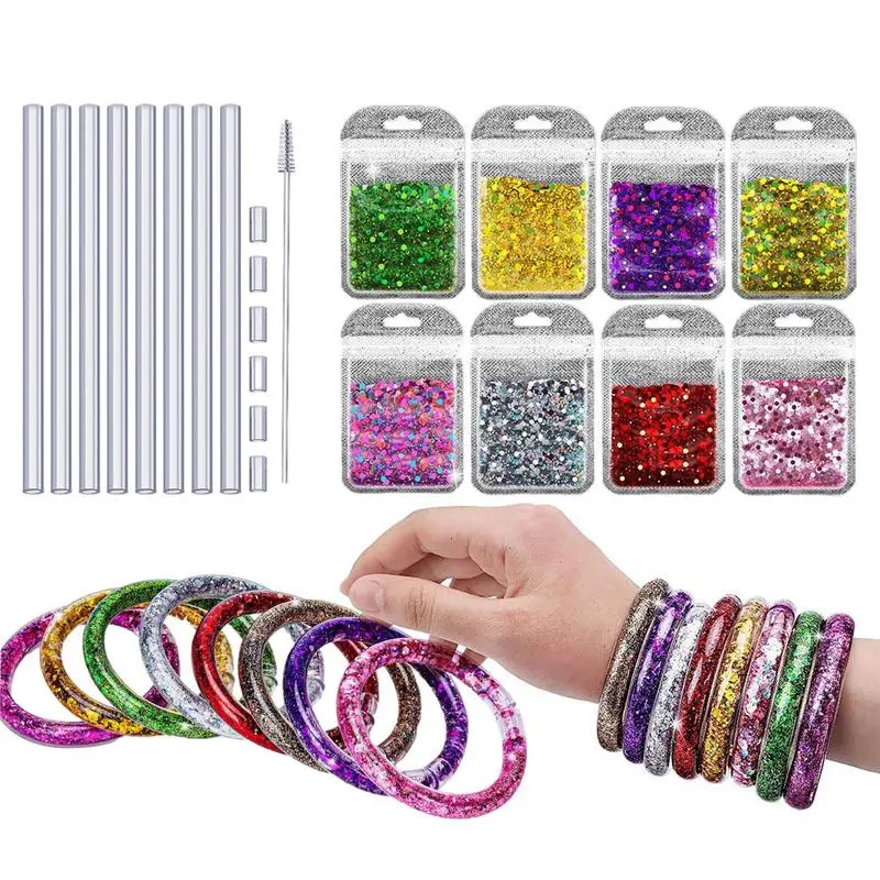 

Bracelet Making Kit For Girls Glitter DIY Bracelet Craft Set With Cleaning Brush Portable Jewelry Making Kit For Girls Cute