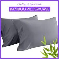 2pcs Bamboo Pillowcase for Hot Sleepers & Night Sweats Softness Cooling Pillow Cover with Envelope Closure 1