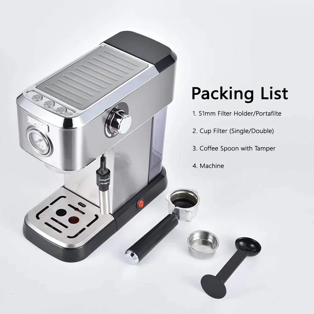 HomeWise Semi-automatic Coffee Maker 15Bar ULKA Pump Espresso Coffee Machine with Thermostatic System Household Use 220V 110V 4